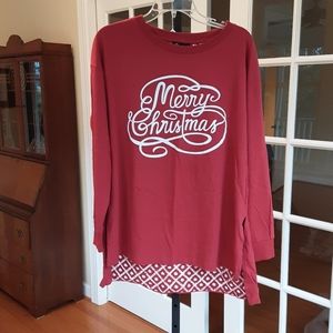 NWT Christmas Cotton Long-Sleeved Tunic Top by GameDay Couture/Social House